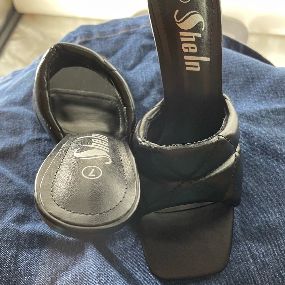 Square toe single strap mule high heels - Picture 3 of 5